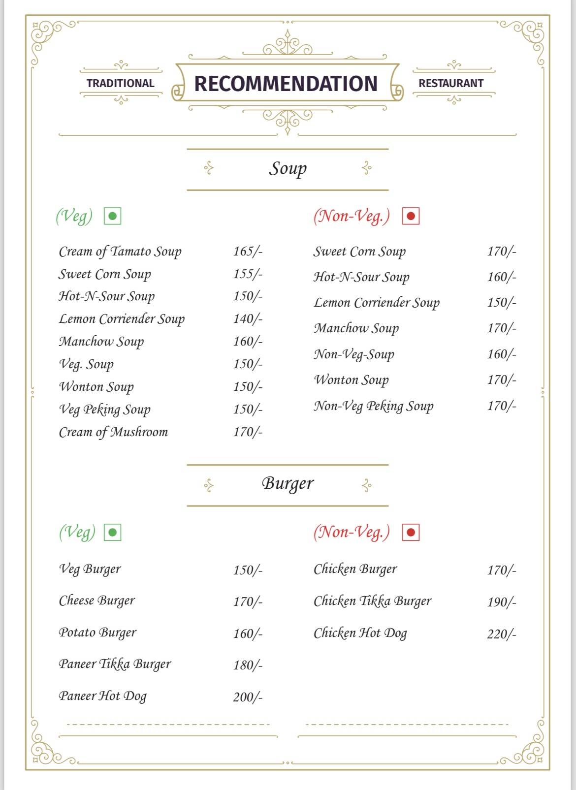 The Gravity- Fine Dine Restaurant menu