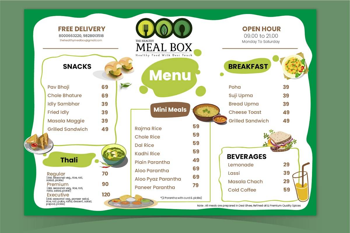 The Healthy Meal Box menu