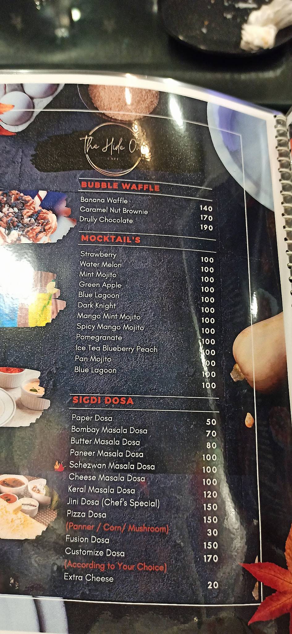 The Hide Out menu