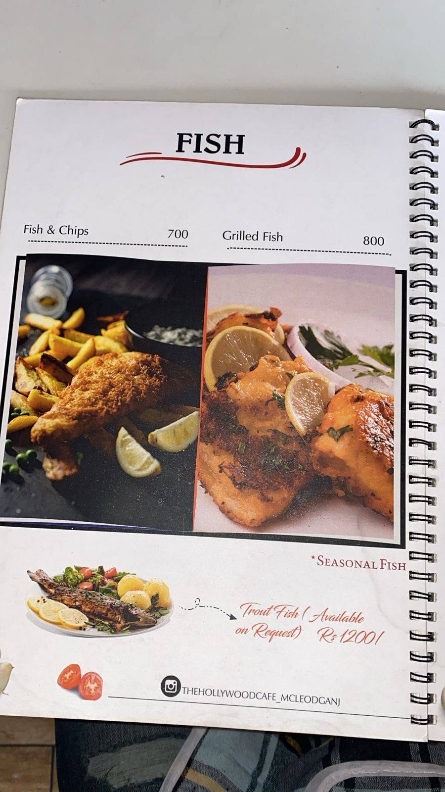 The Hollywood Cafe (THC) menu