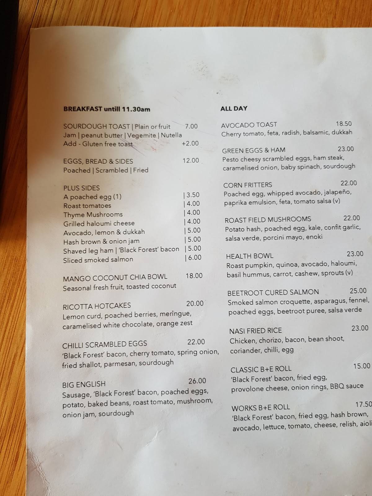 Menu at The Hood Milk Bar, The Junction