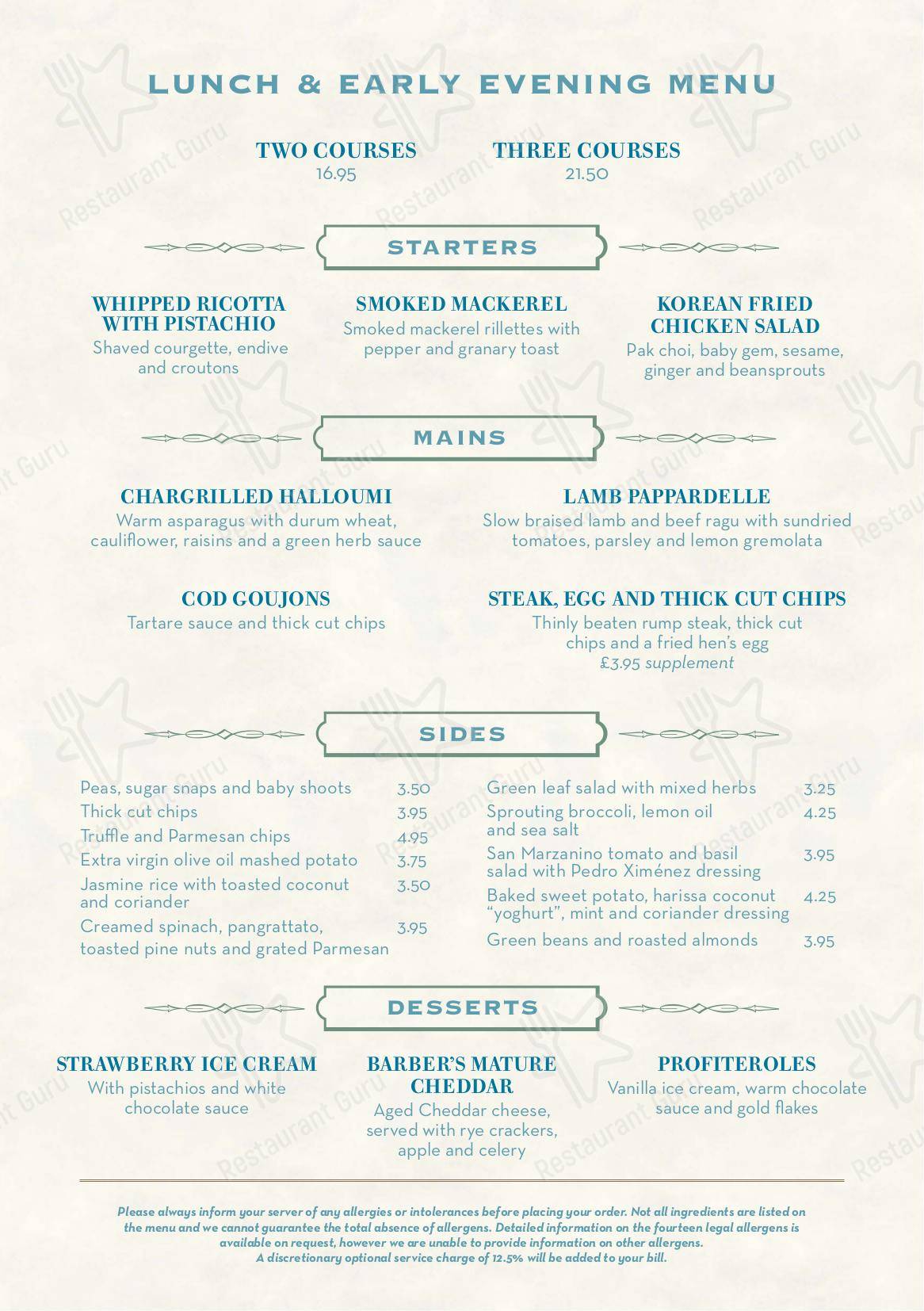 Menu at The Ivy Victoria Quarter Leeds restaurant, Leeds