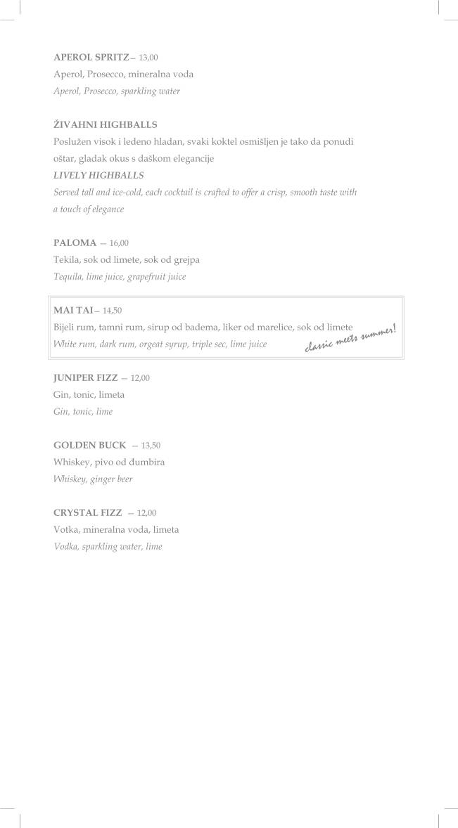 Menu di The Mint Bar 
