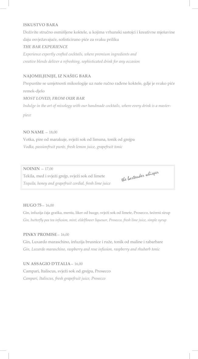 Menu di The Mint Bar 