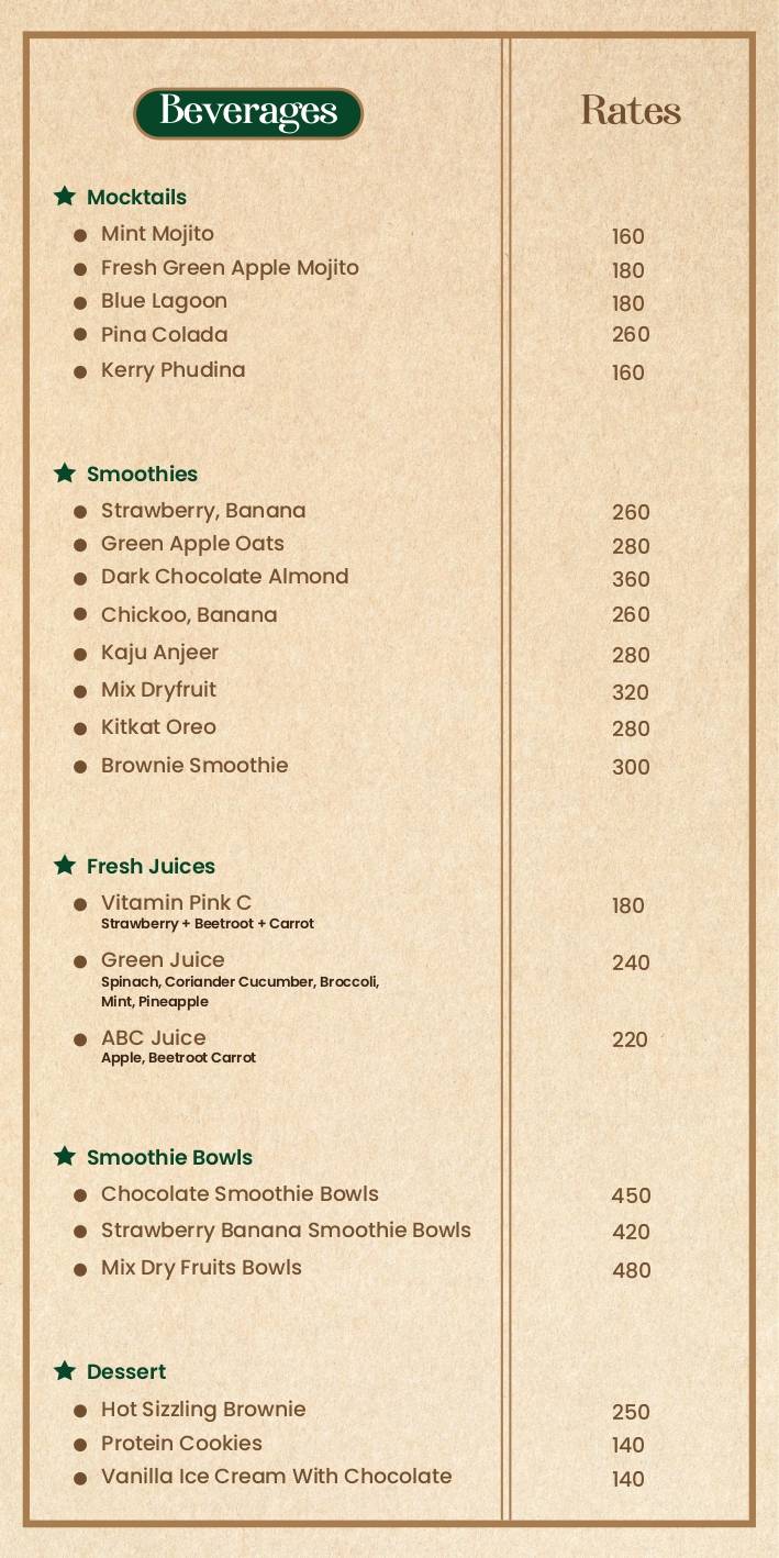 The Natural Kitchen menu