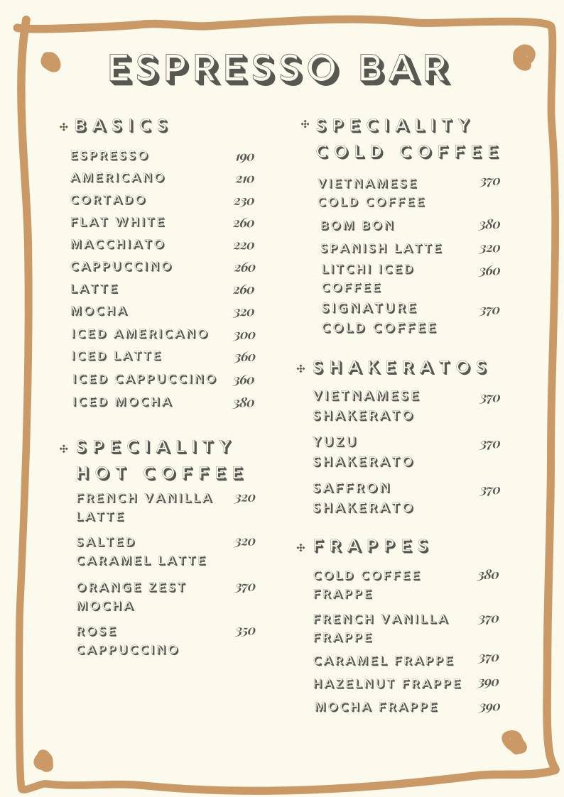 The Nest Bandra menu