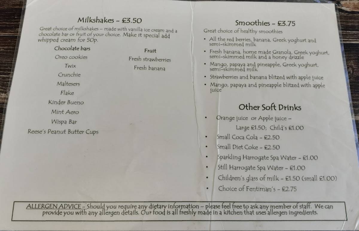 Menu at The Pancake House desserts, Pateley Bridge