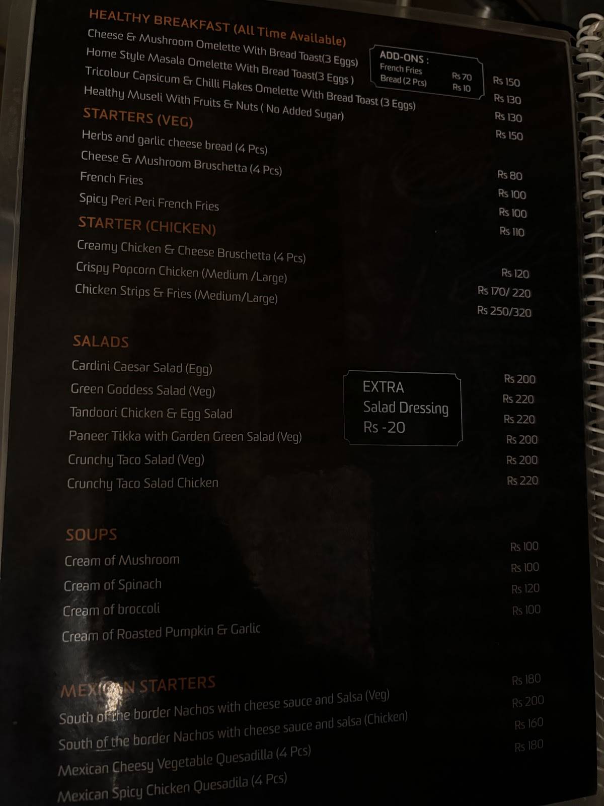 The Pasta Pot menu