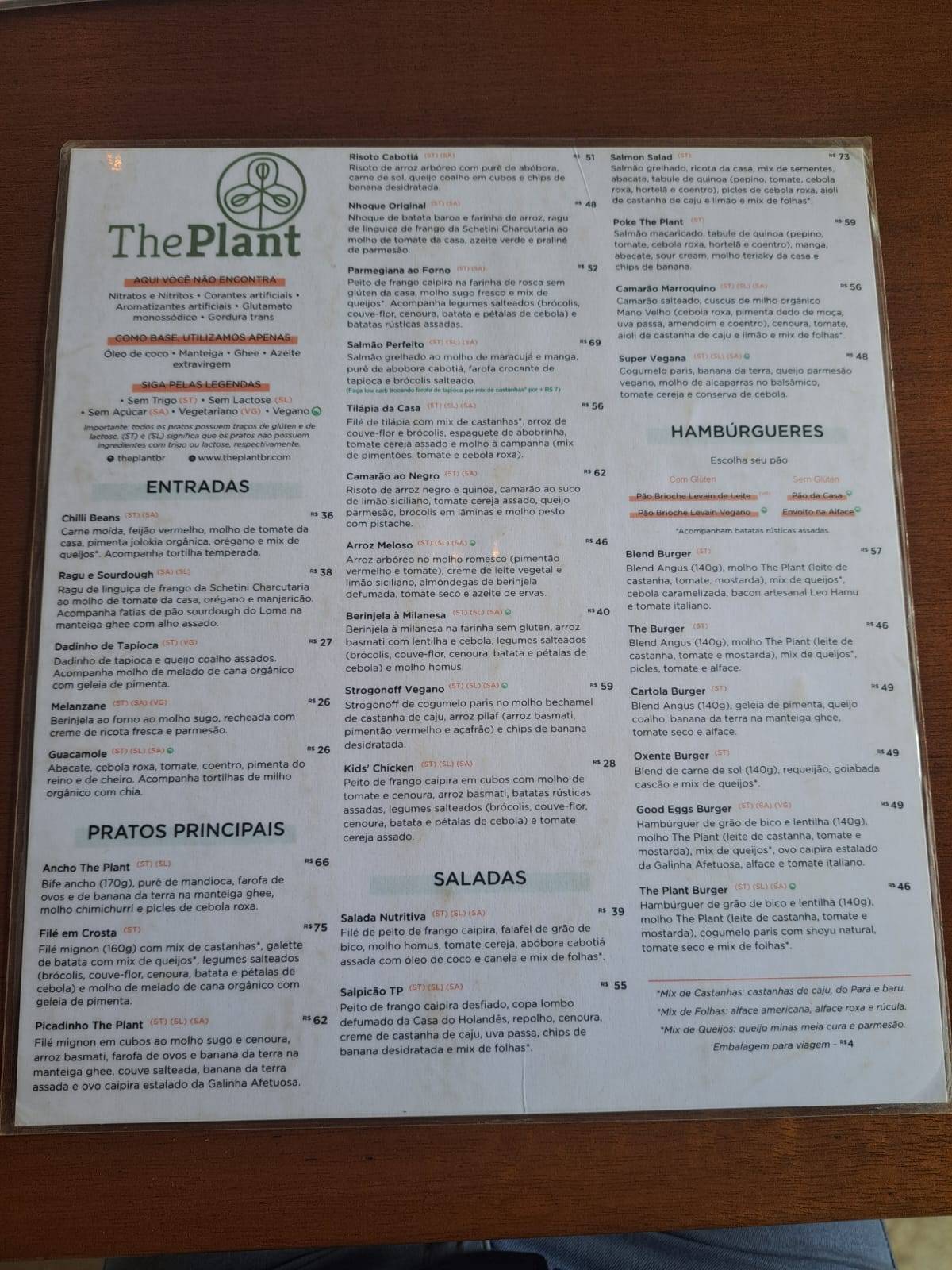 The Plant - Asa Sul cardápio