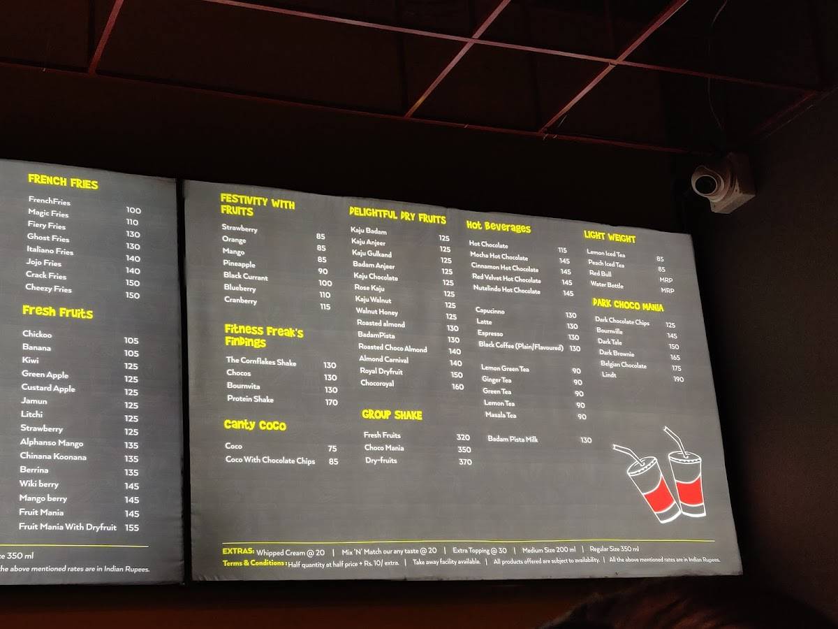 The Shake Maker , Udaipur menu
