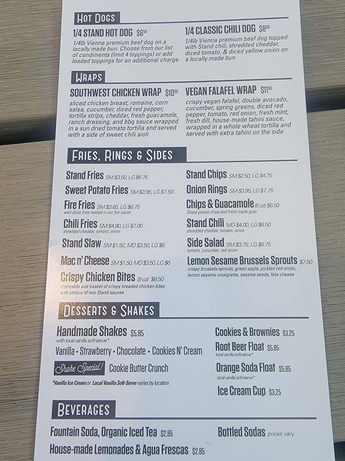 The Stand American Classics Redefined San Diego Menu Menu at The Stand - American Classics Redefined restaurant, San Juan