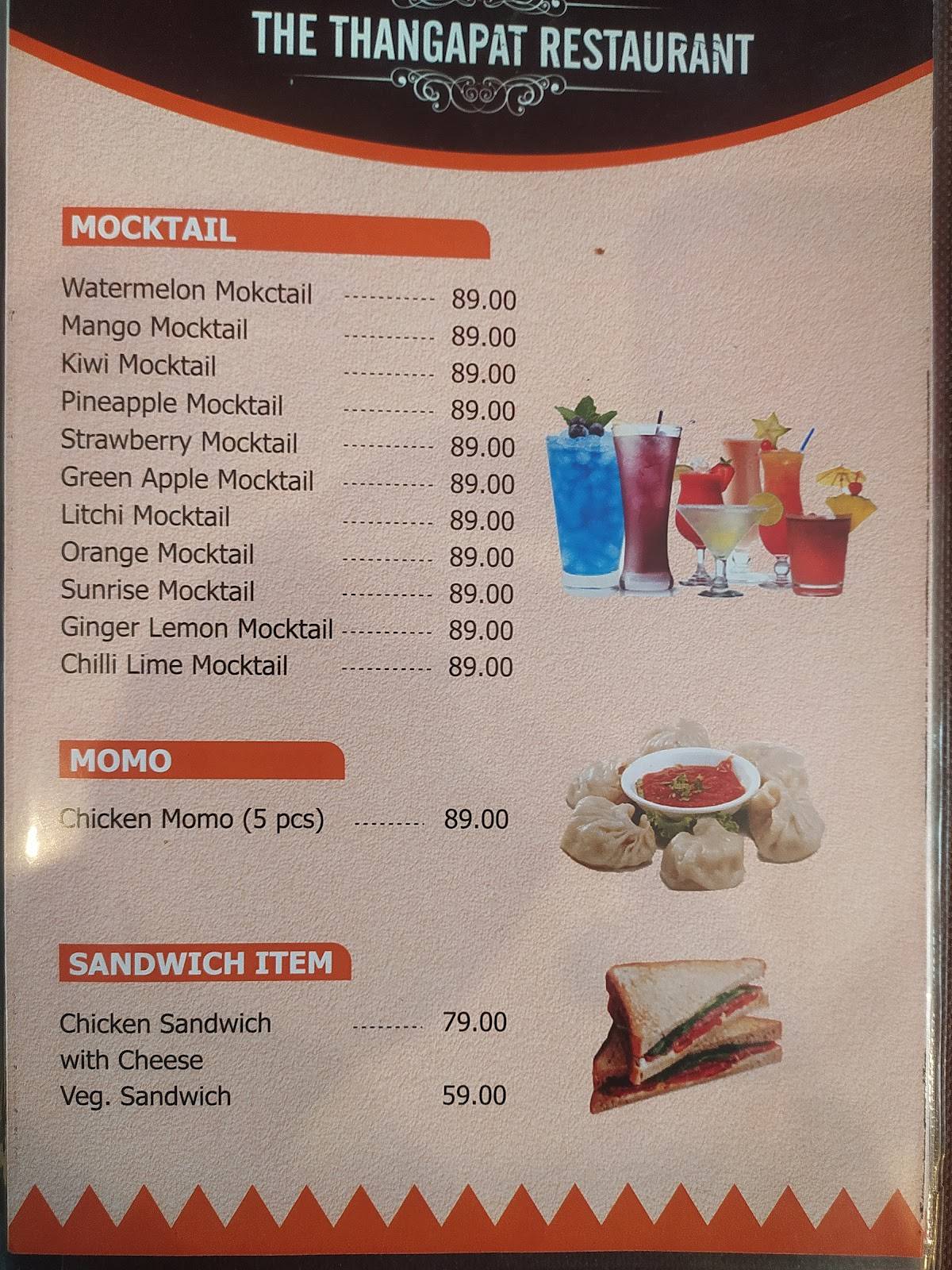 The Thangapat menu