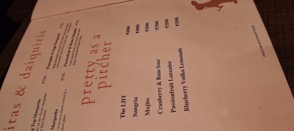 The Velveteen Rabbit menu