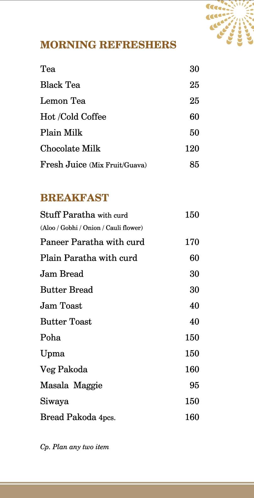 The Vibes Restaurant and Lounge menu