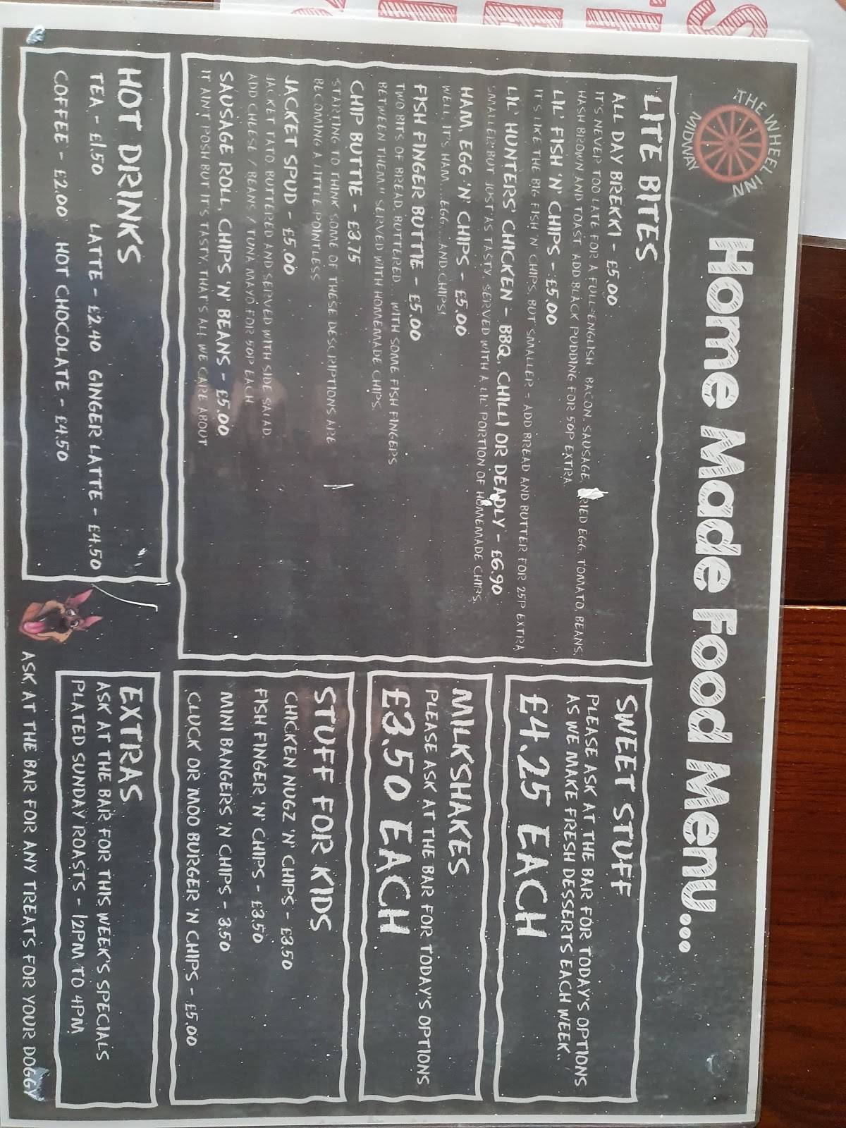 Menu at The Wheel Inn pub & bar, Swadlincote