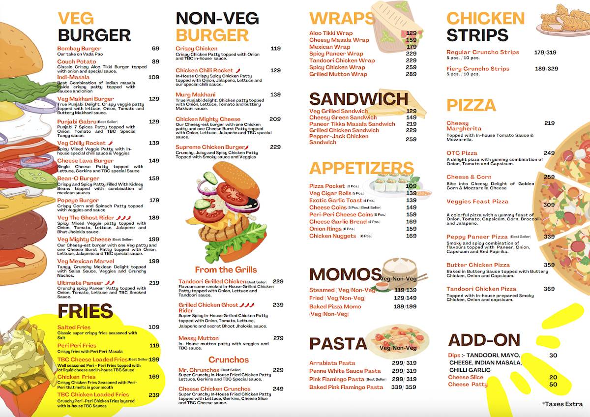 The Burger Company menu