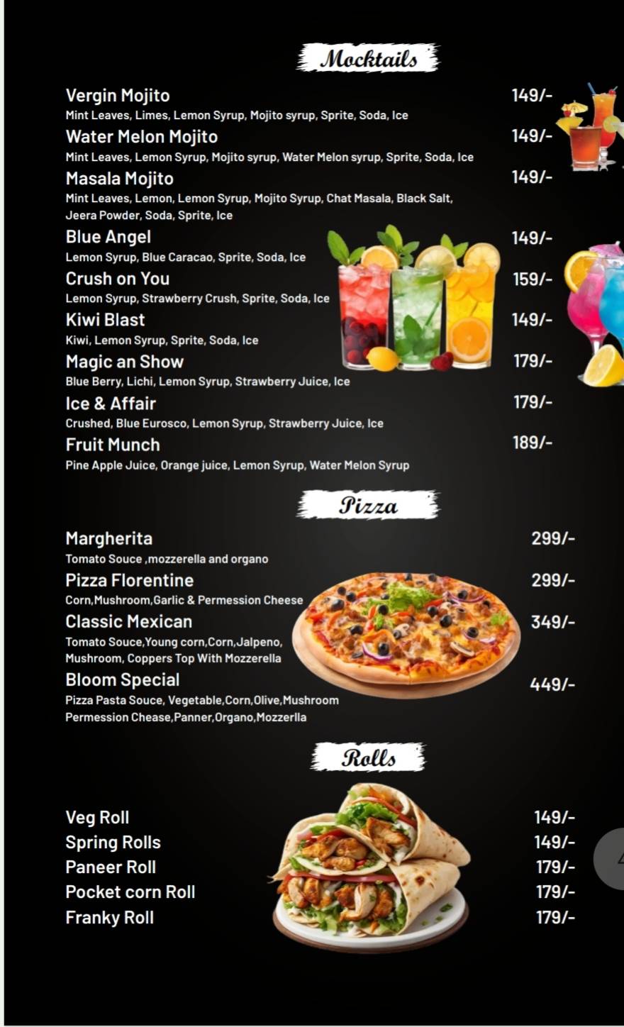 The Bloom menu
