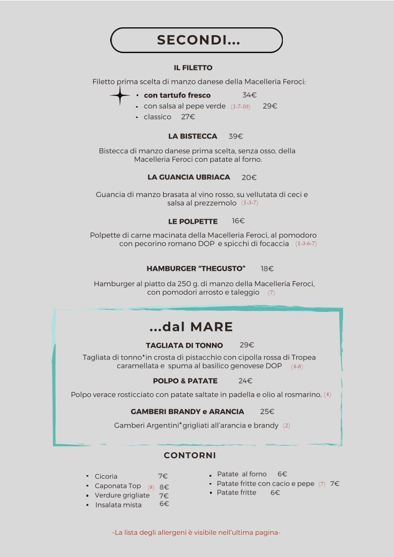 Menu di TheGusto Cucina con Enoteca 