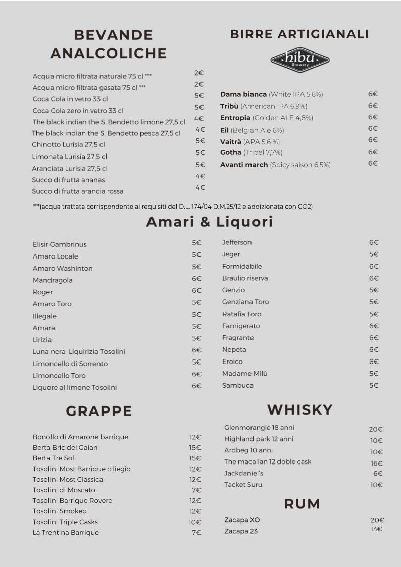 Menu di TheGusto Cucina con Enoteca 