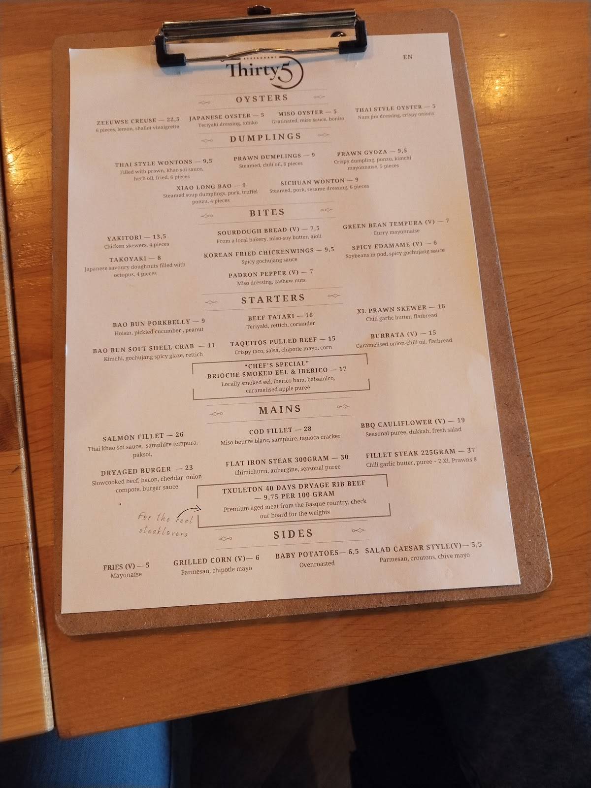 Menu de Thirty5