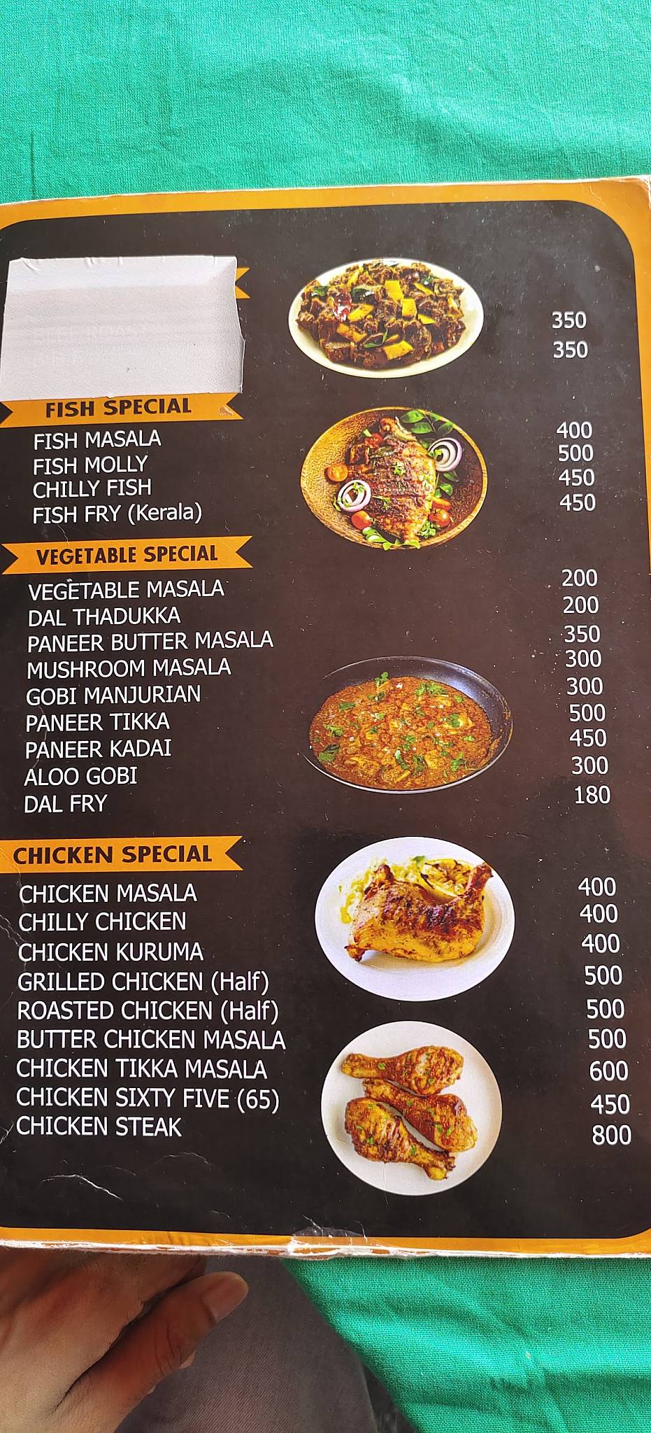 Sea Shore Restaurant menu