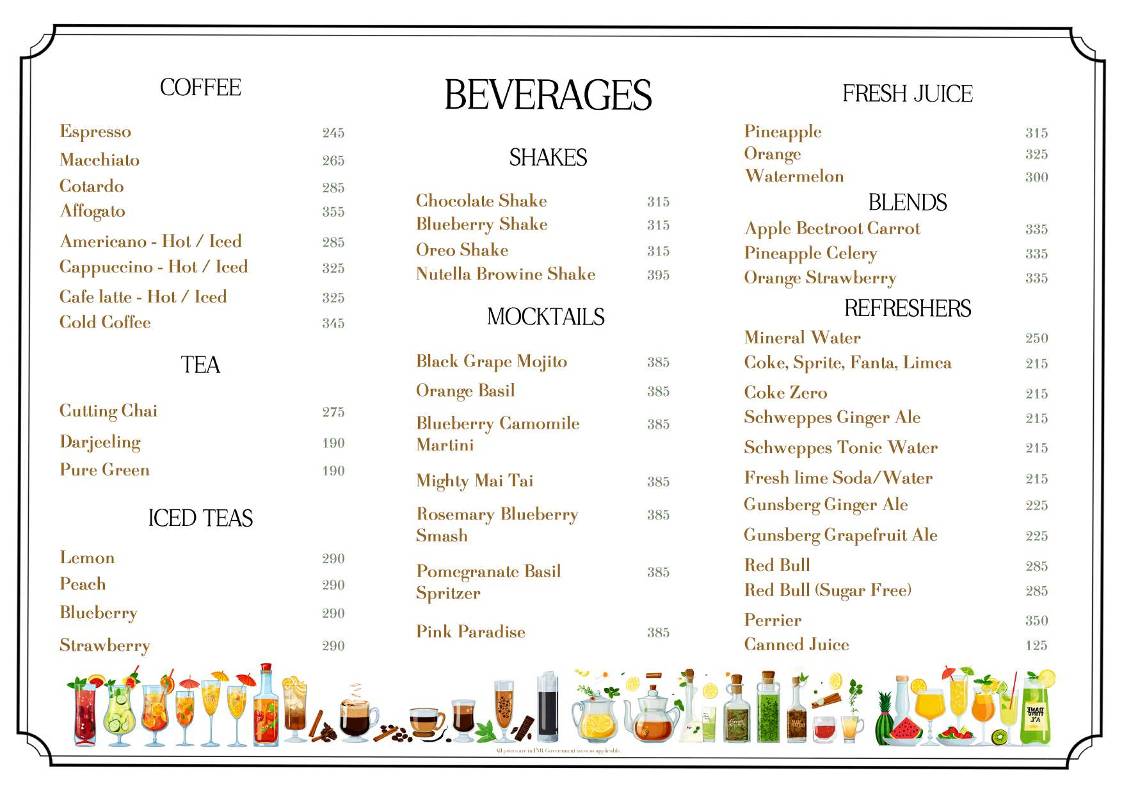 Tiger Five Chandigarh menu