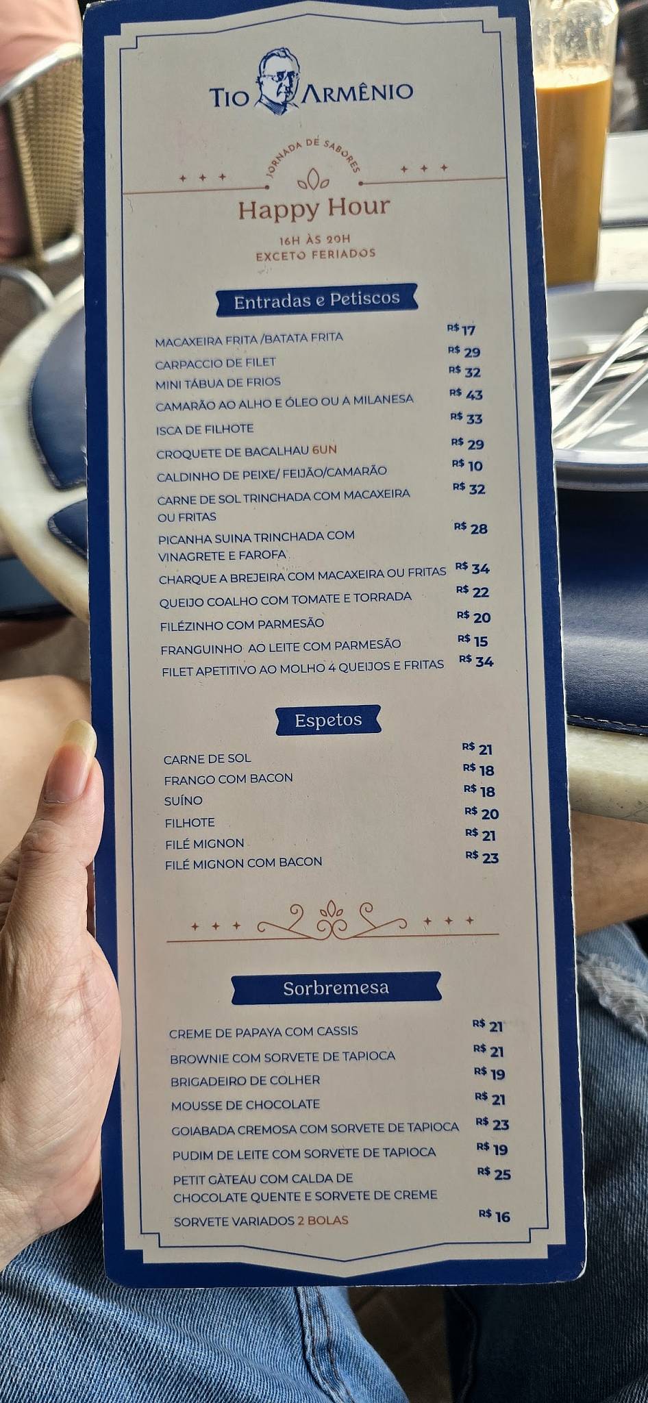 Tio Armênio cardápio