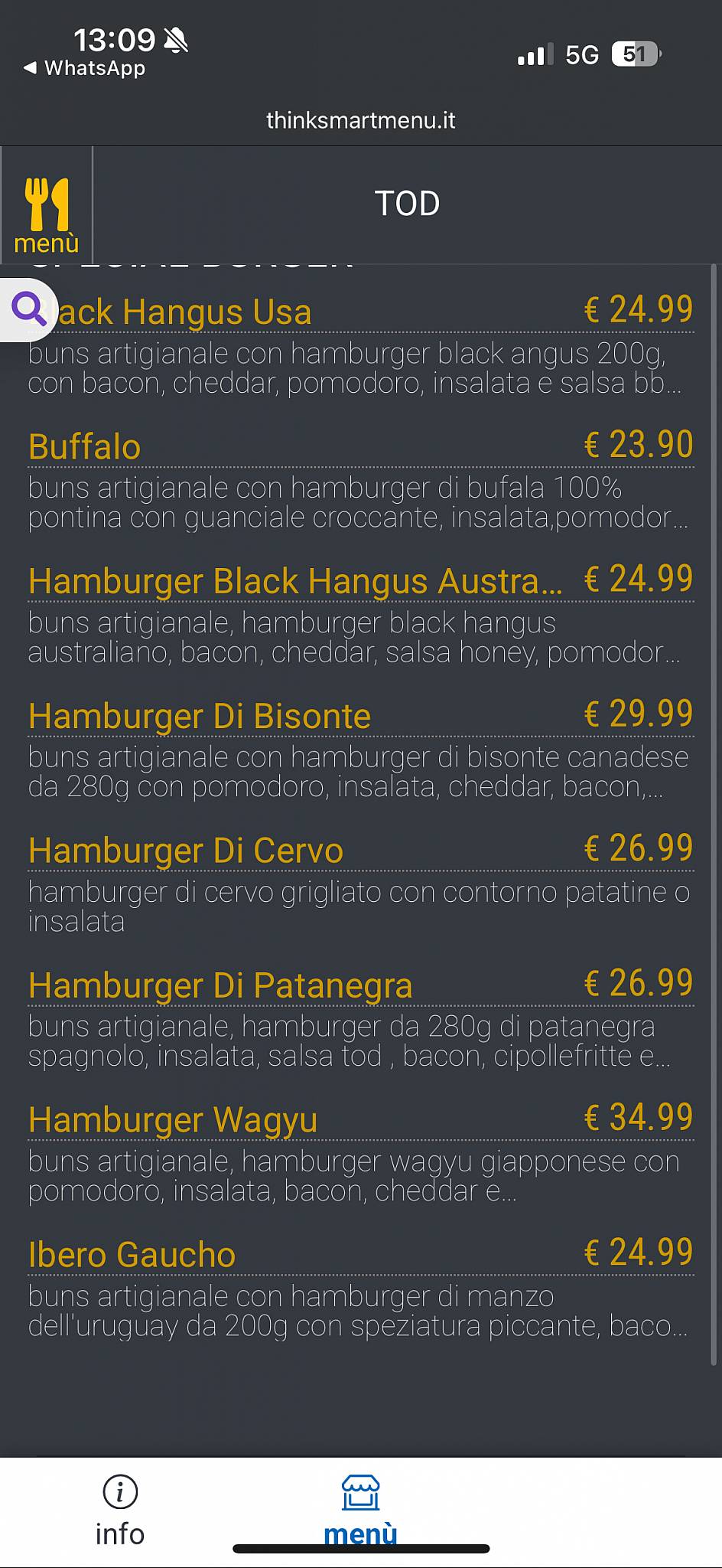Menu di Tod