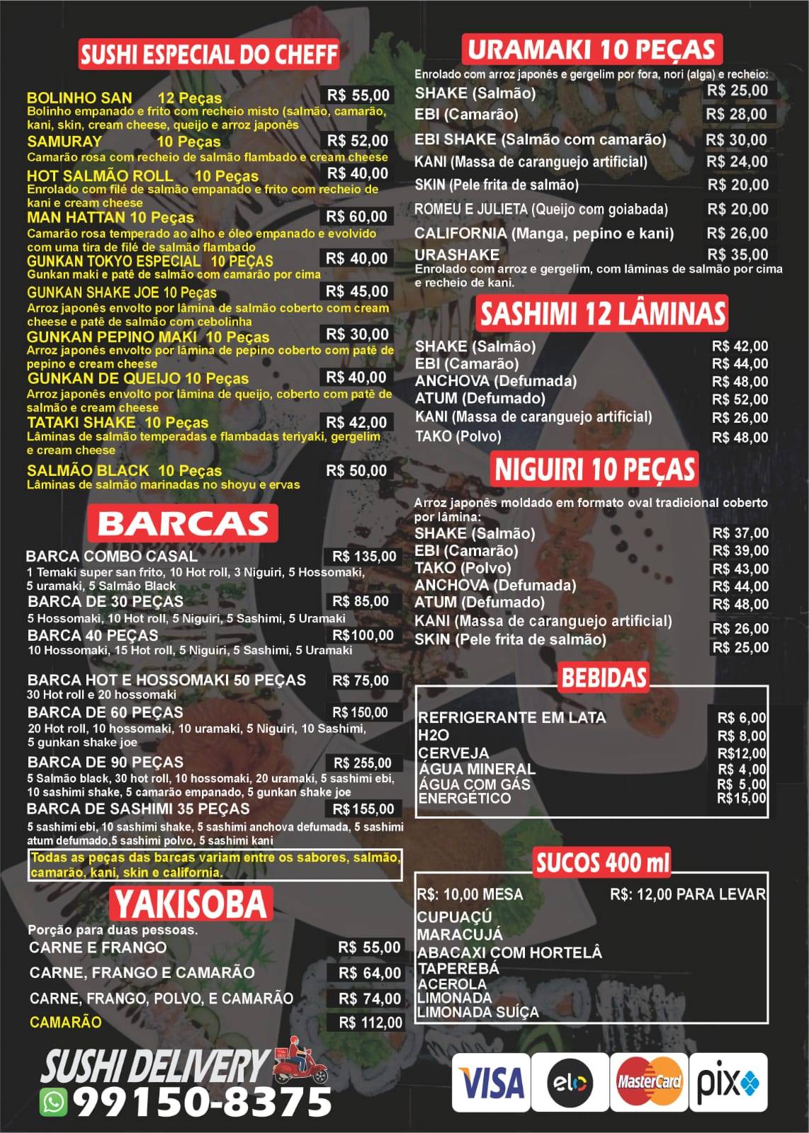 Tokyo temakeria cardápio