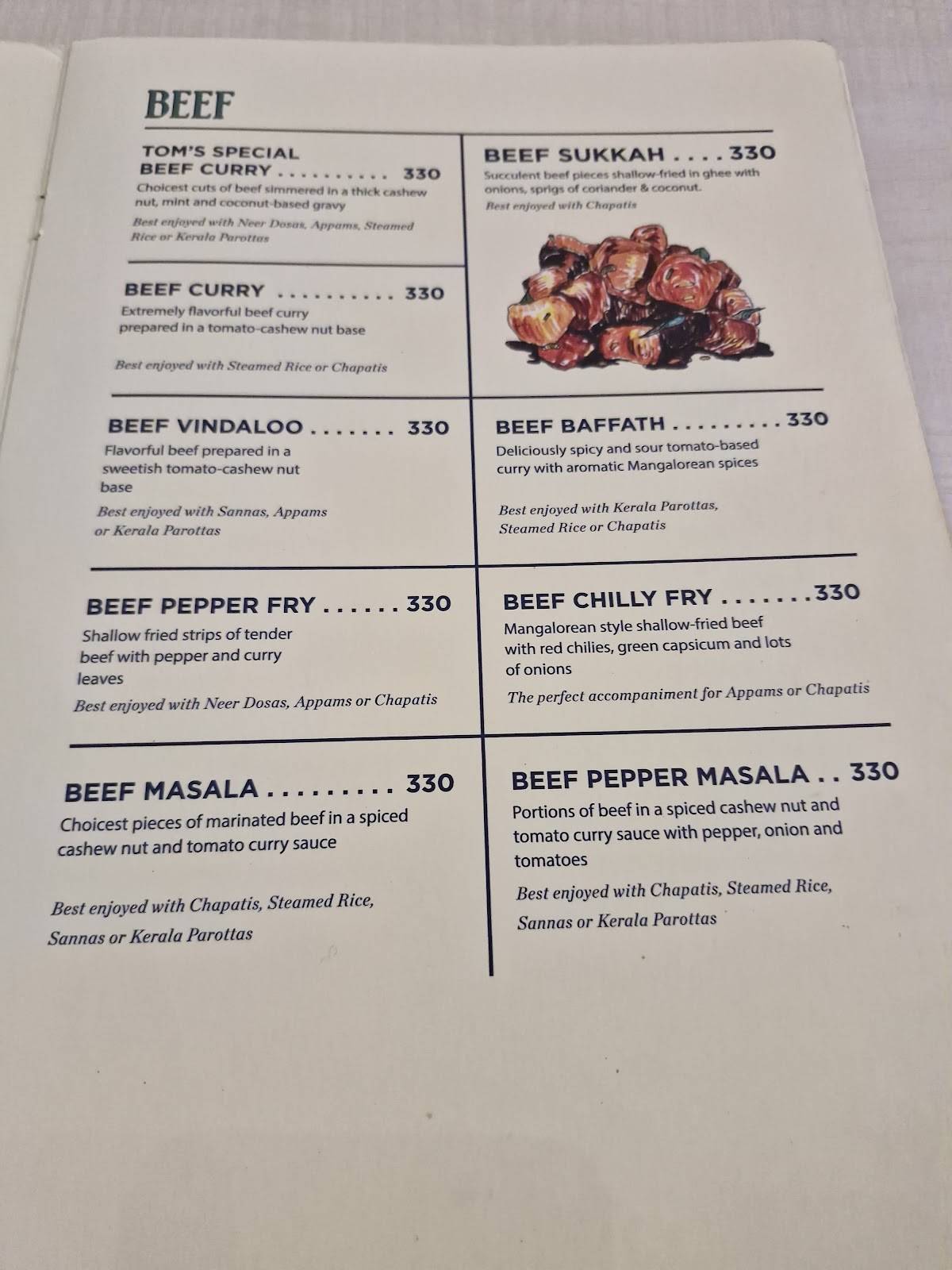 Tom's menu