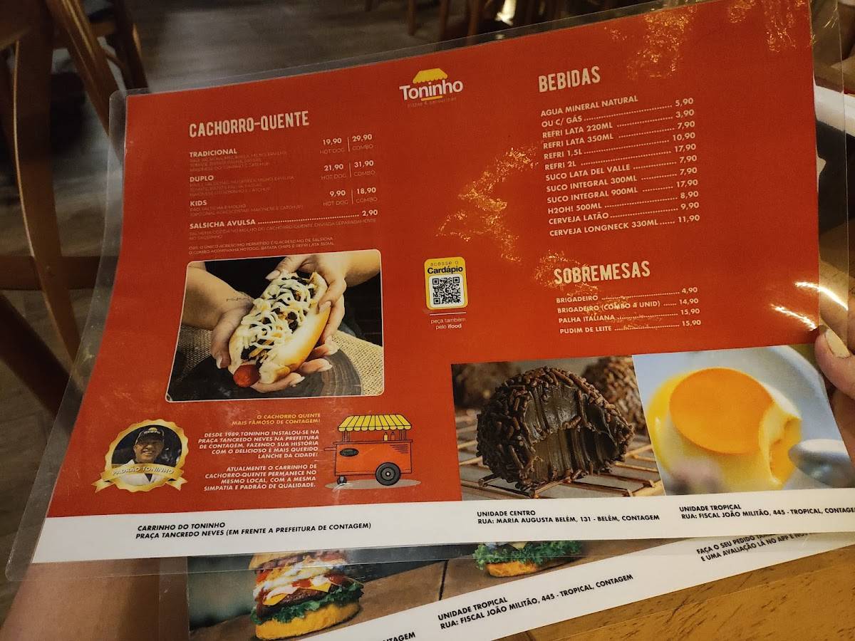 Toninho Pizzas e Sanduíches - Unidade Centro cardápio