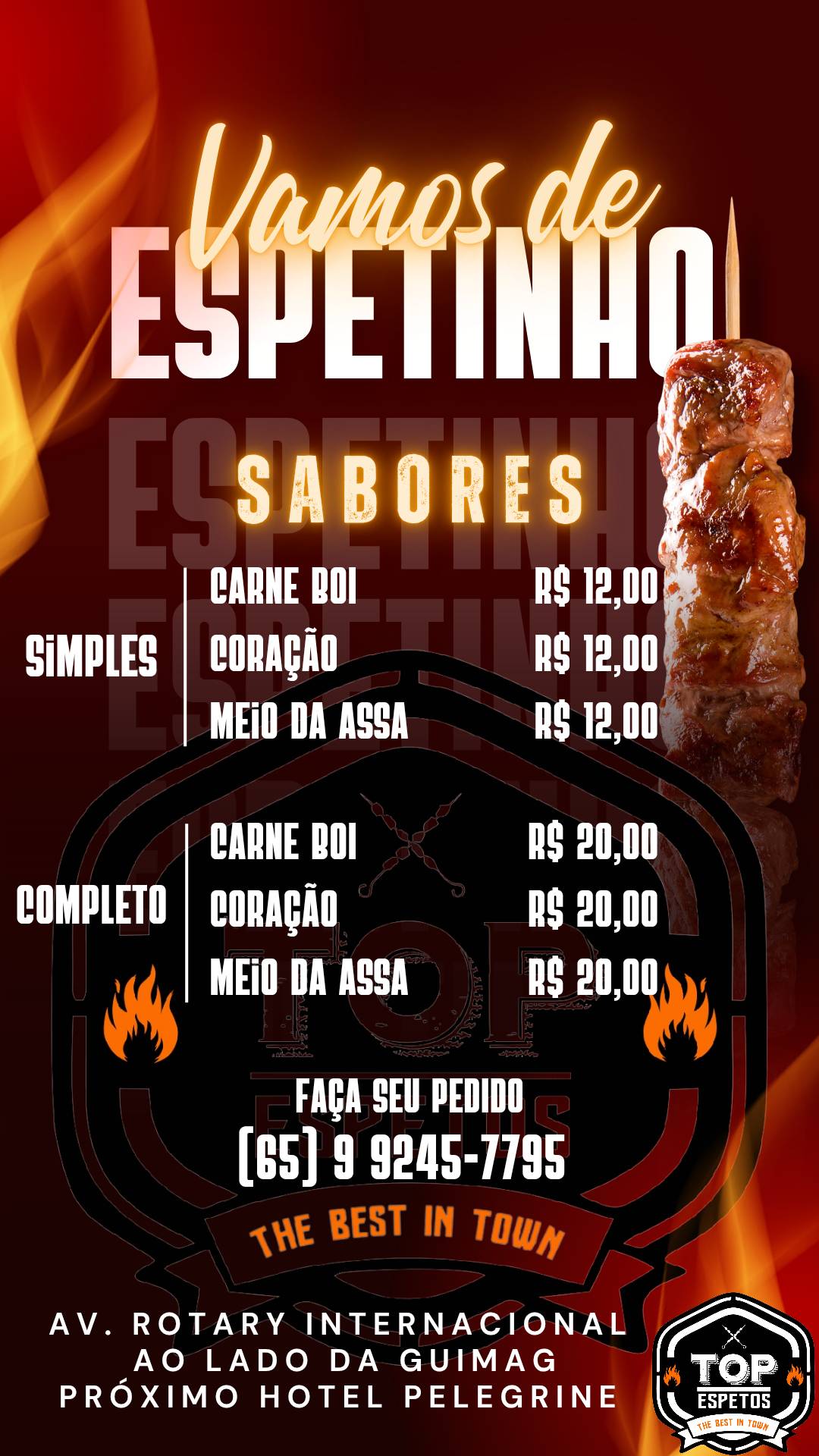 Top spetos cardápio