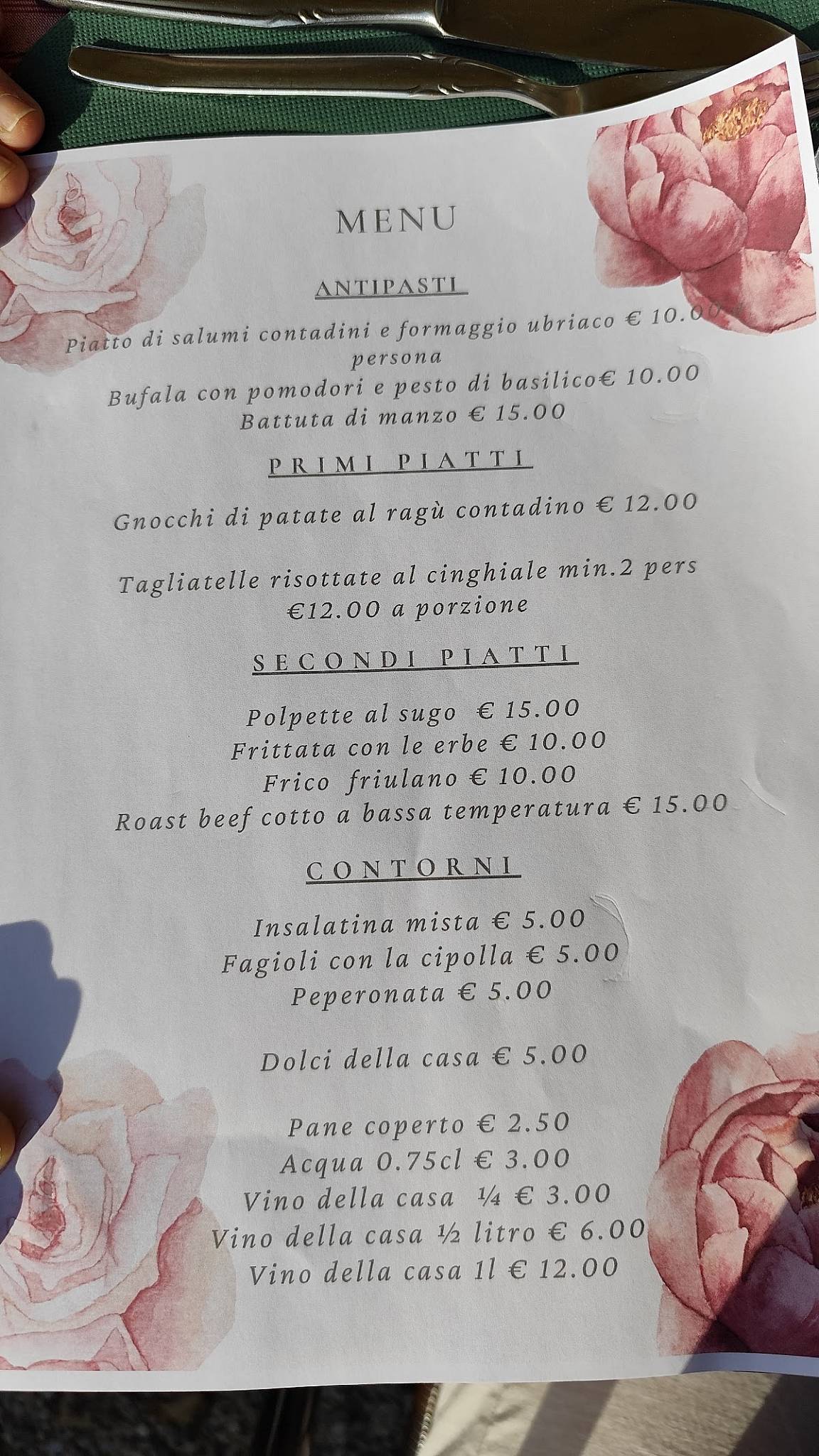 Menu di Trattoria Alla Pineta 