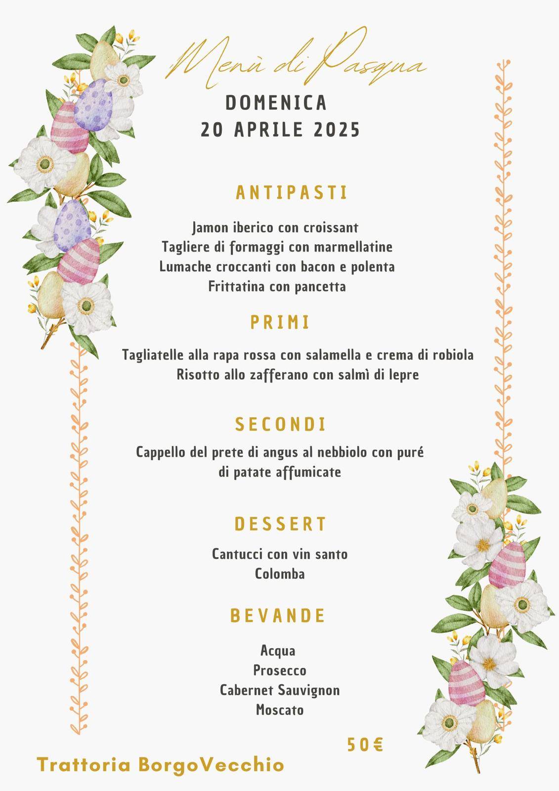 Menu di Trattoria Borgo Vecchio 