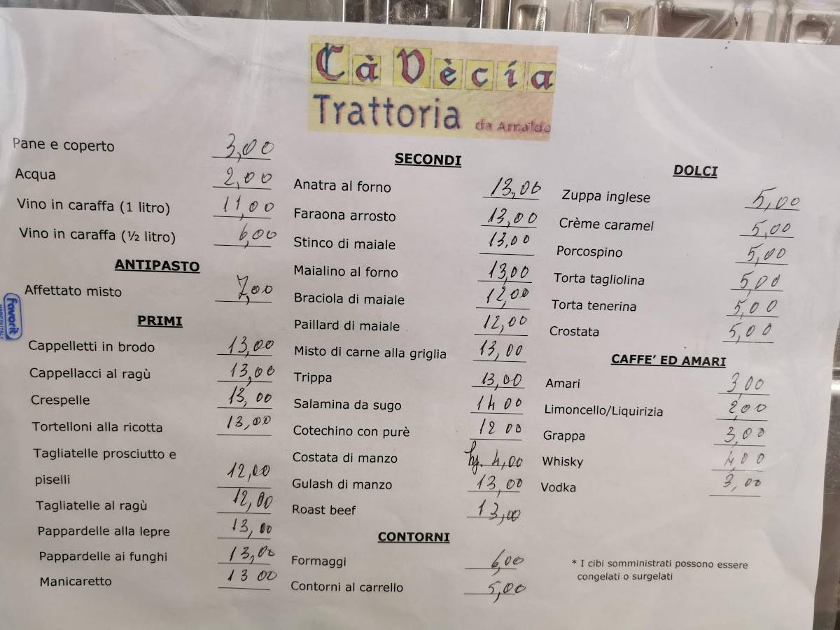 Menu di Trattoria Ca Vecia 
