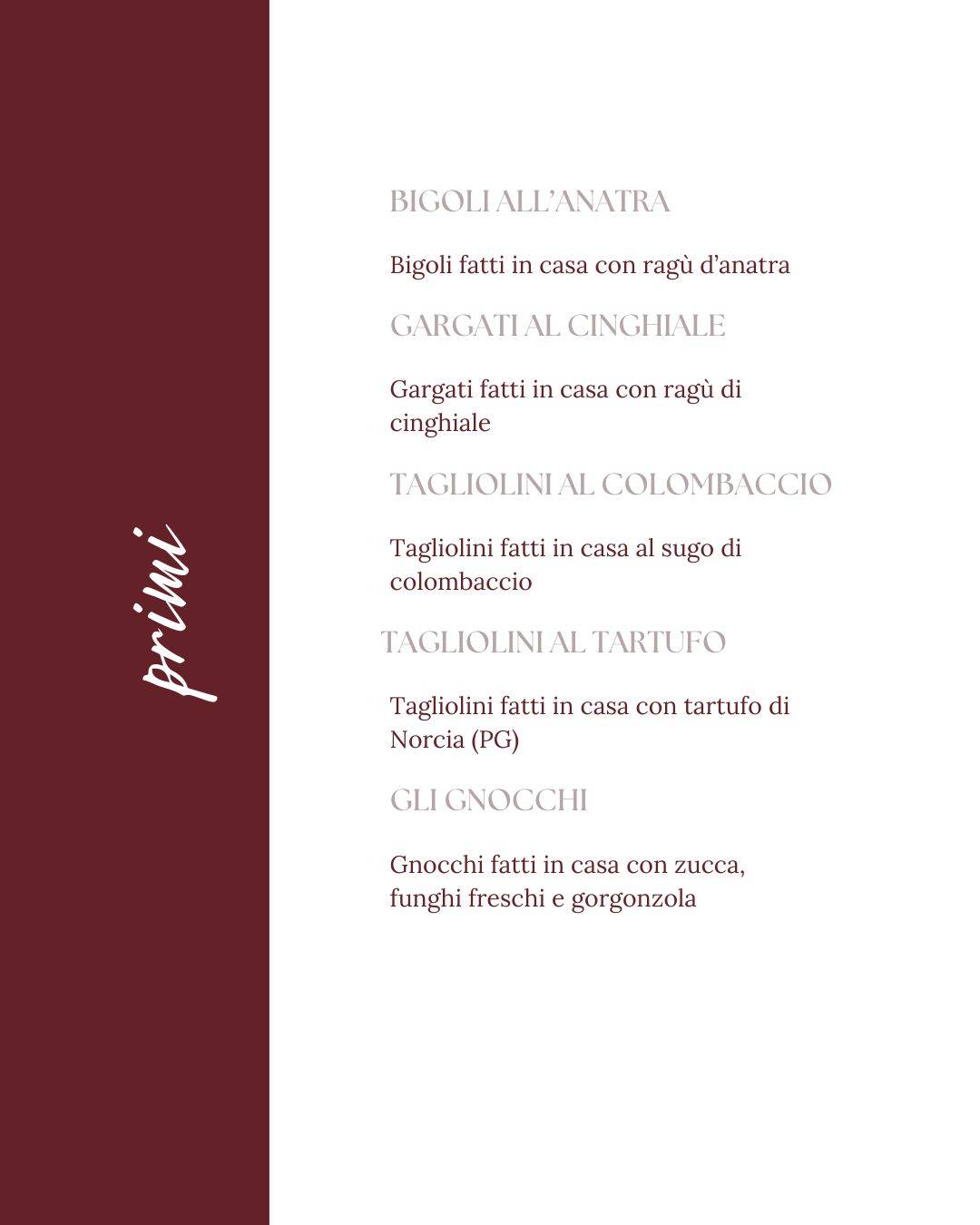 Menu di Trattoria Castellon 
