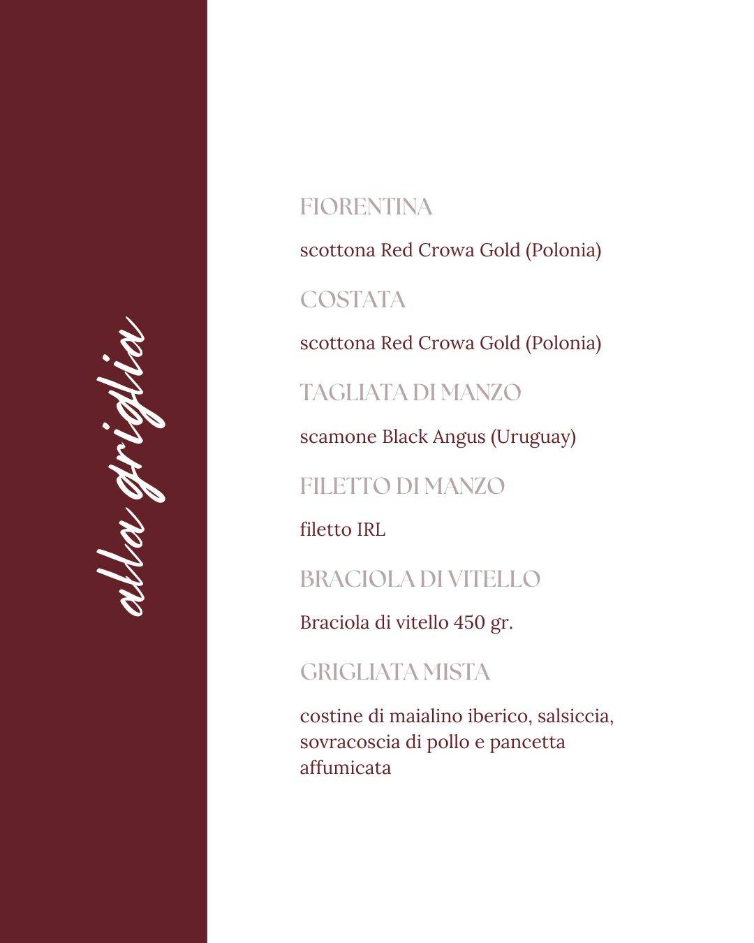 Menu di Trattoria Castellon 