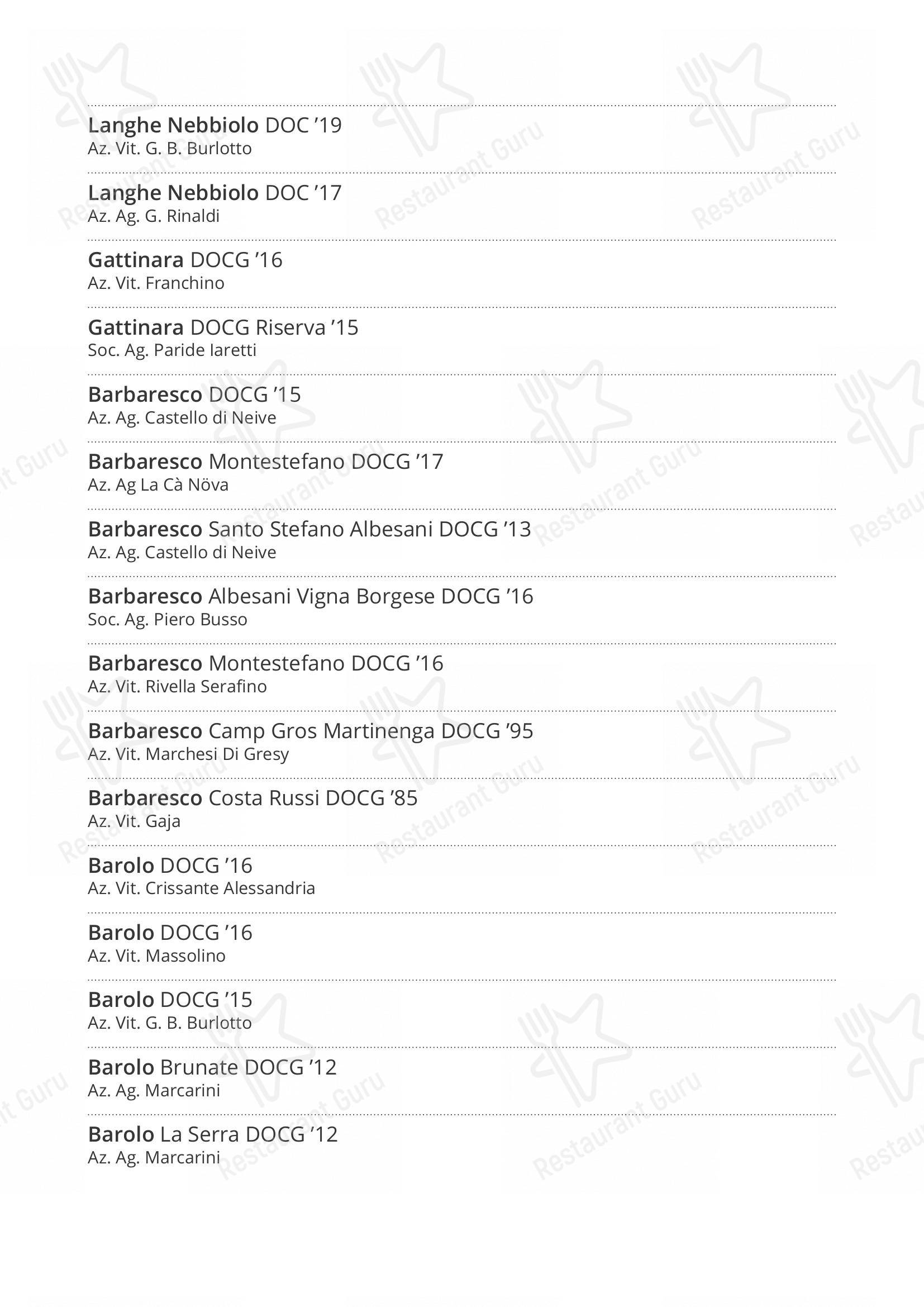 Menu bar per Trattoria Entrà pub & bar