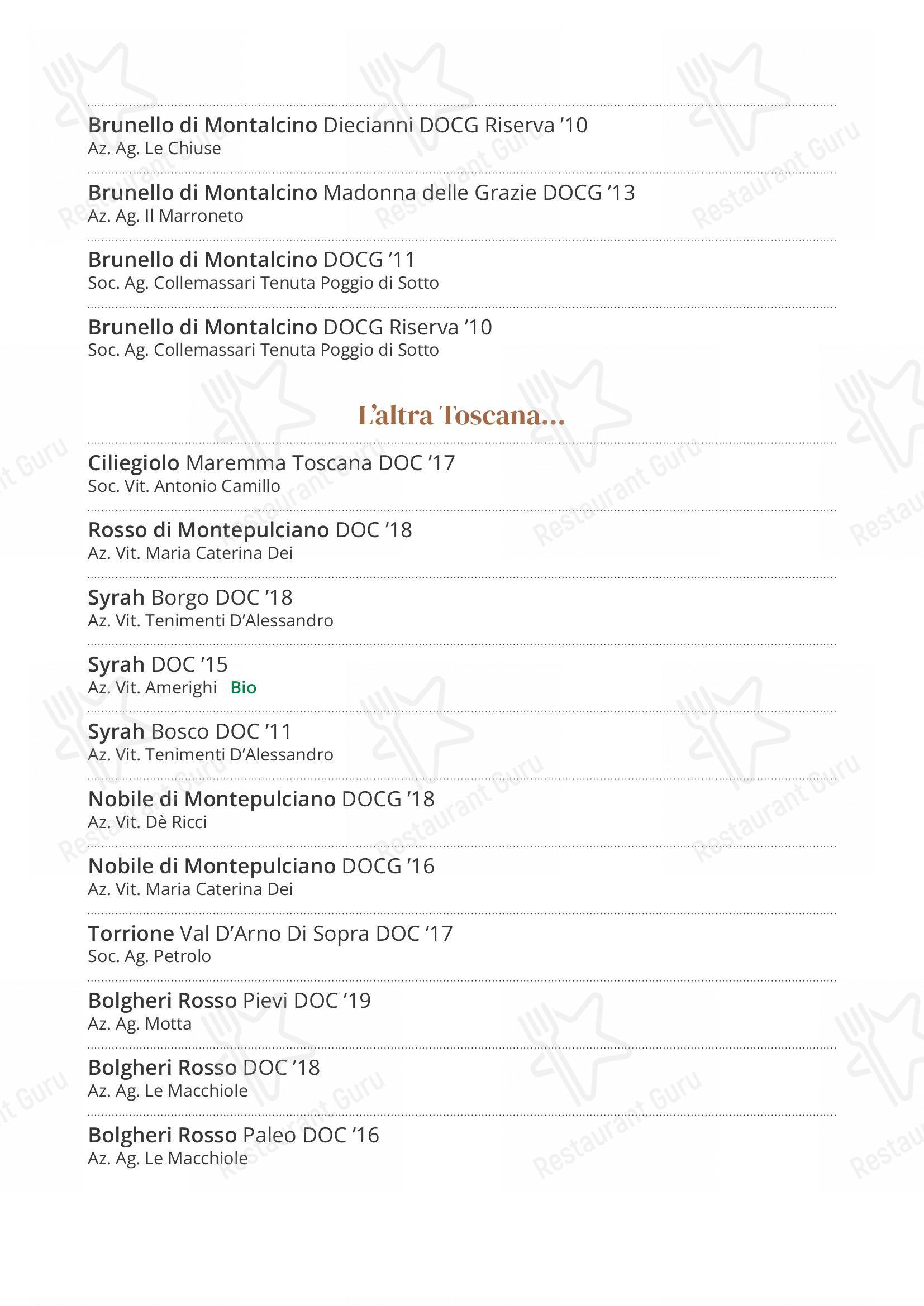 Menu bar per Trattoria Entrà pub & bar