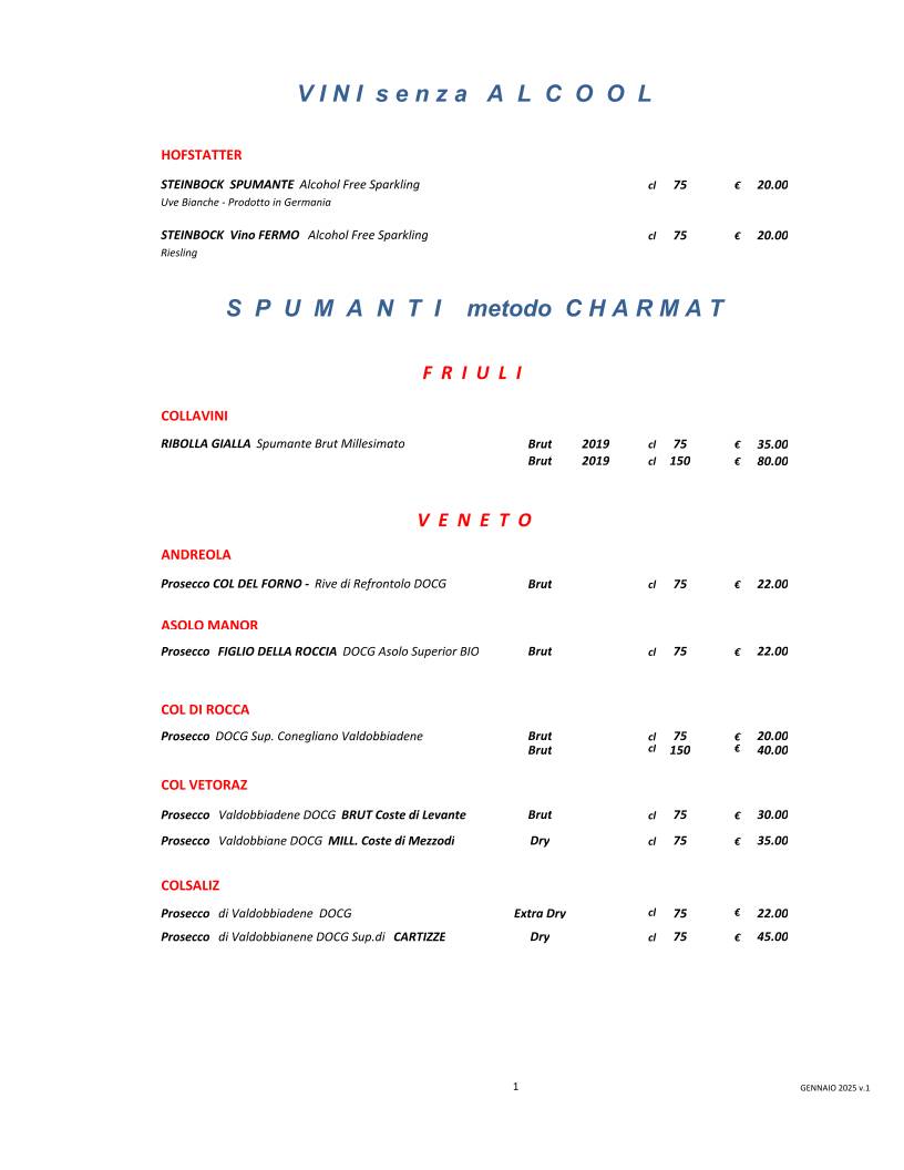 Menu di Trattoria Guaiane 