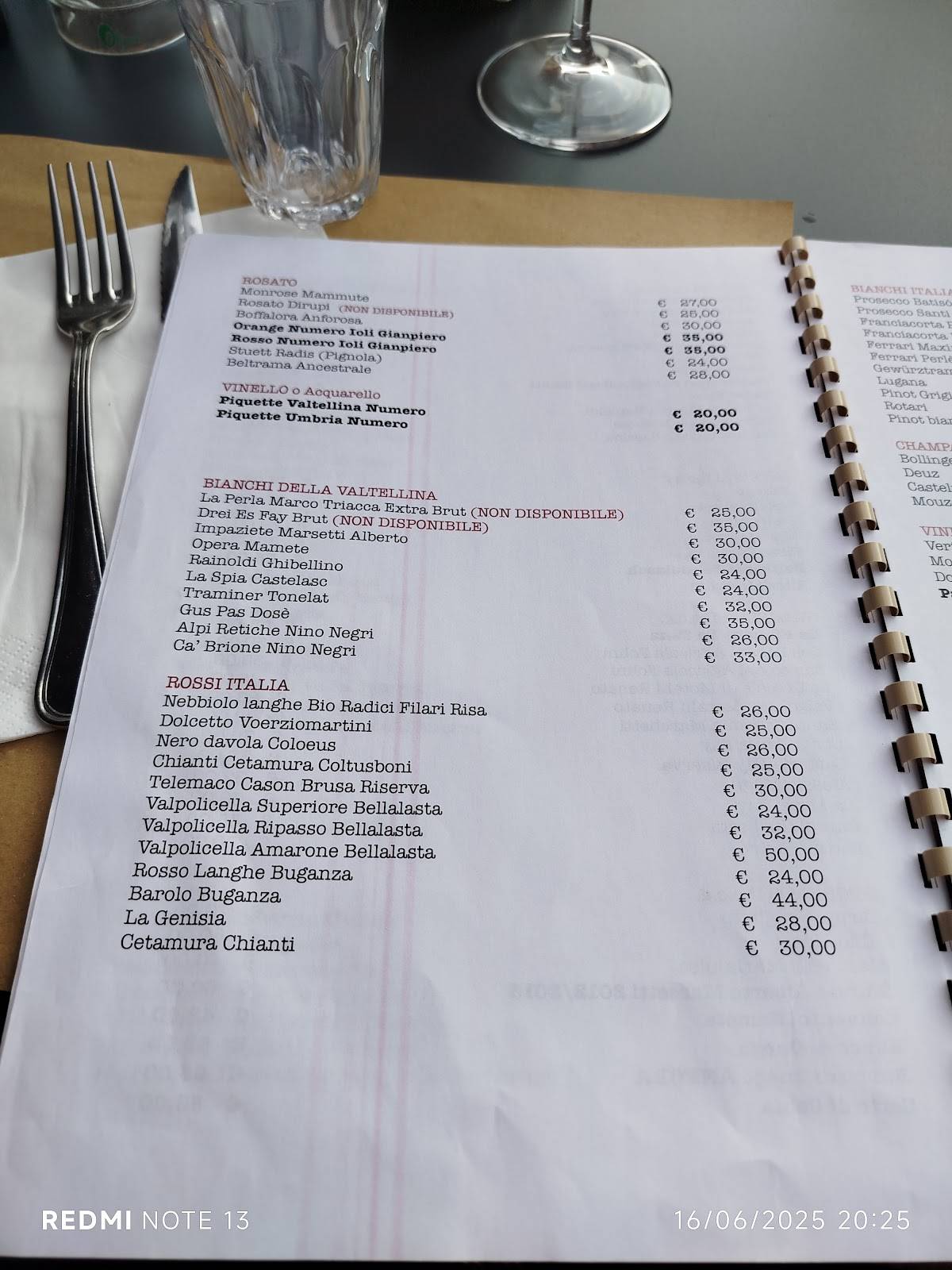 Menu di Trattoria Olmo 