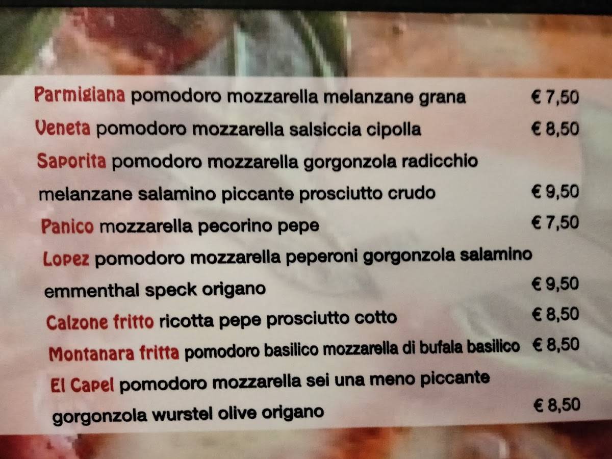 Menu di Trattoria Pizzeria El Capel 