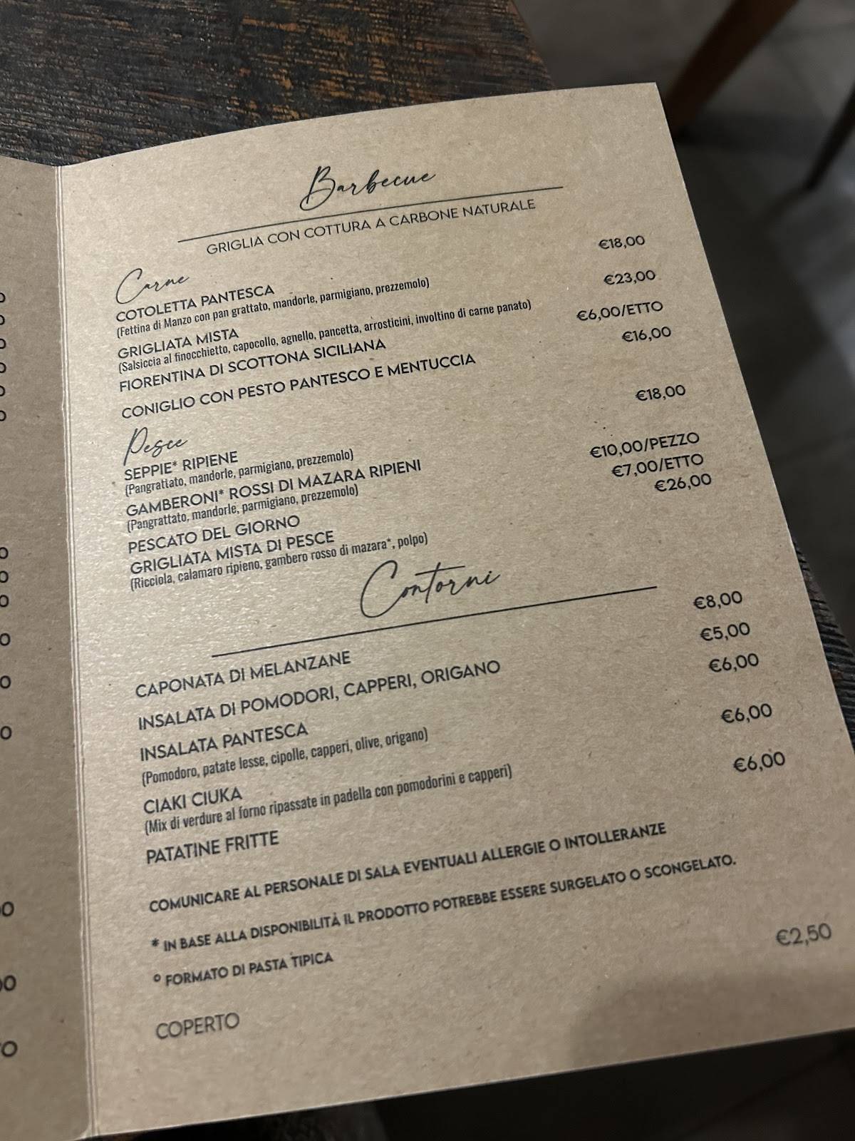 Menu di Trattoria Runcune 
