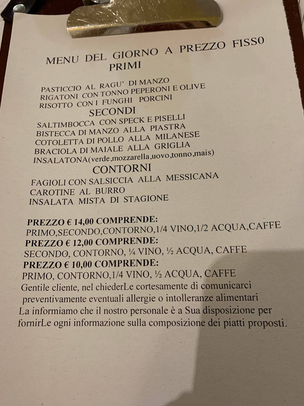 Menu di Trattoria Vittoria 
