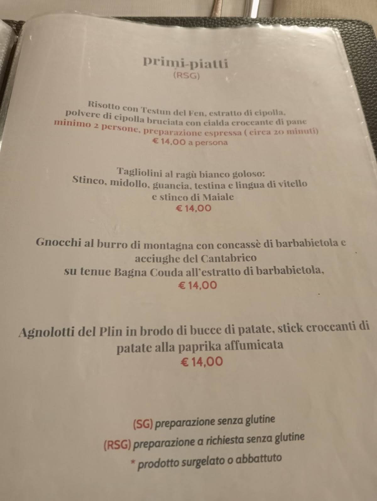 Menu di Trattoria l’Oca Fòla 