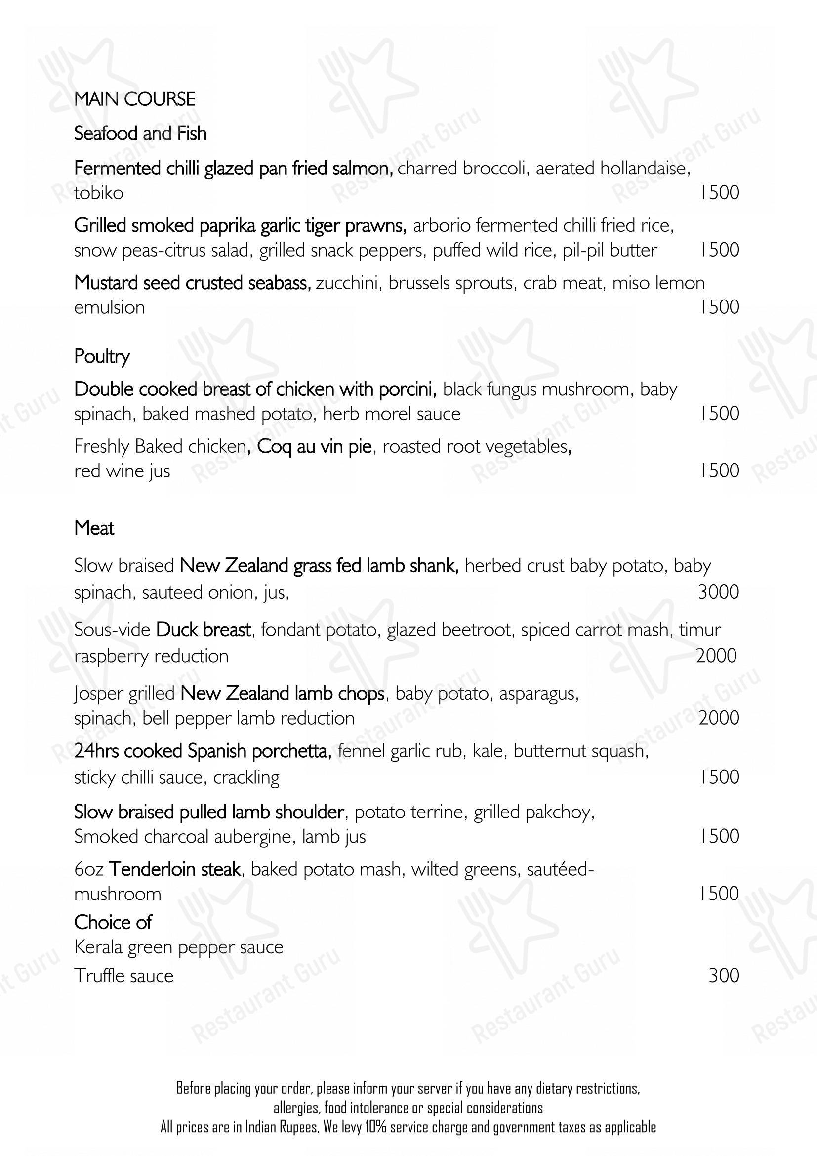 Tres in New Delhi - Menu