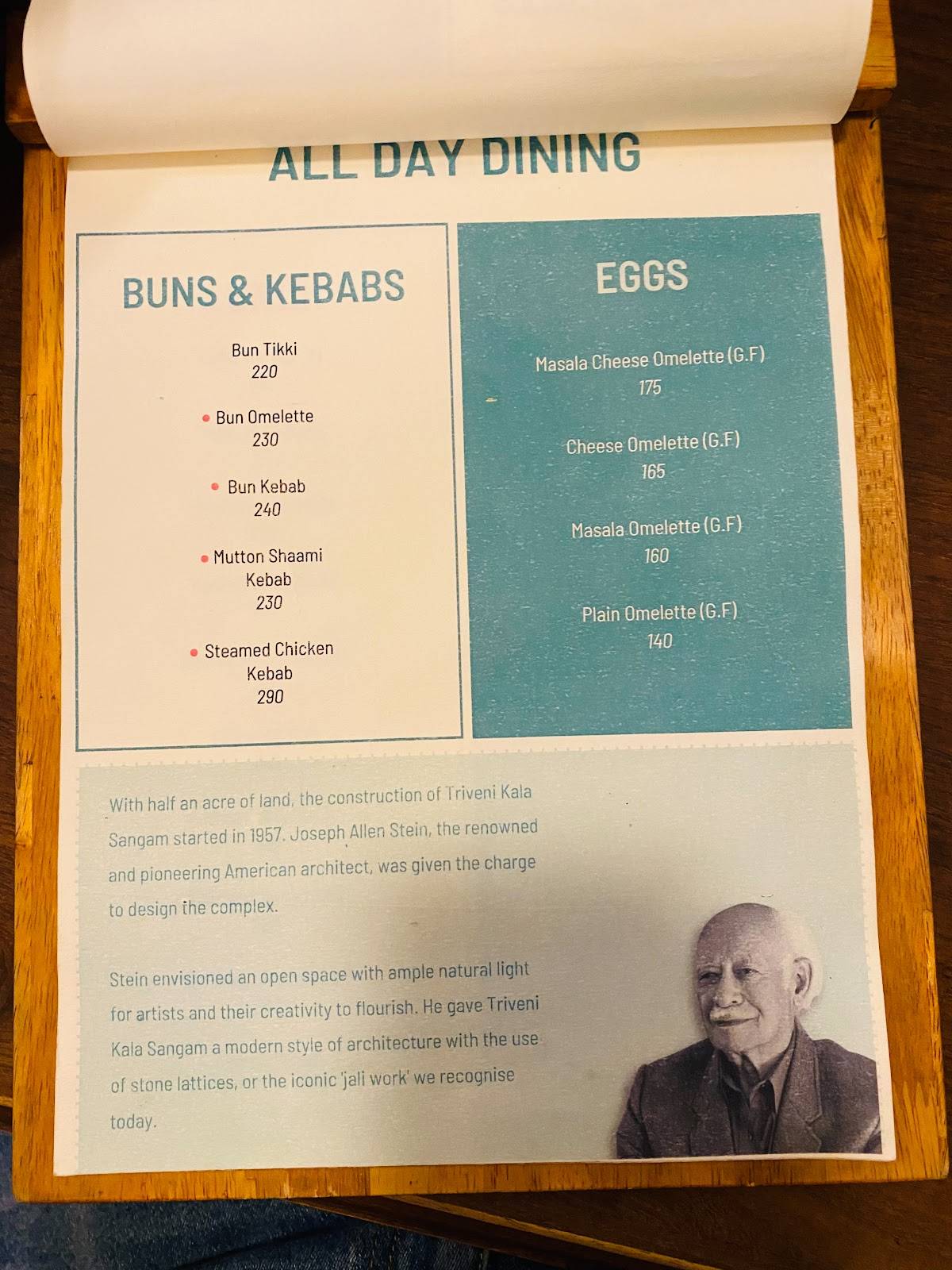 Triveni Terrace Cafe menu