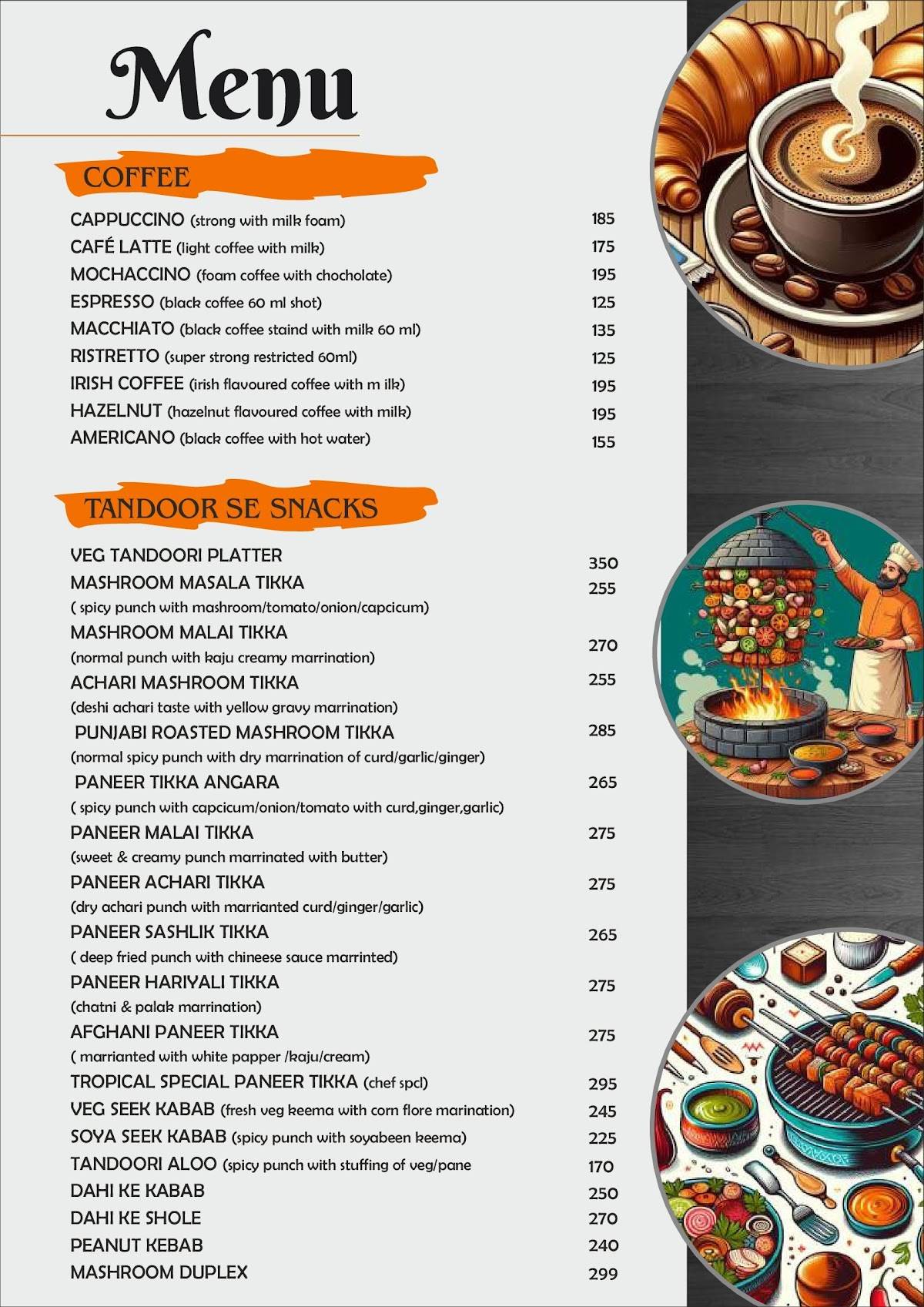 Tropical Cafe & Restro menu