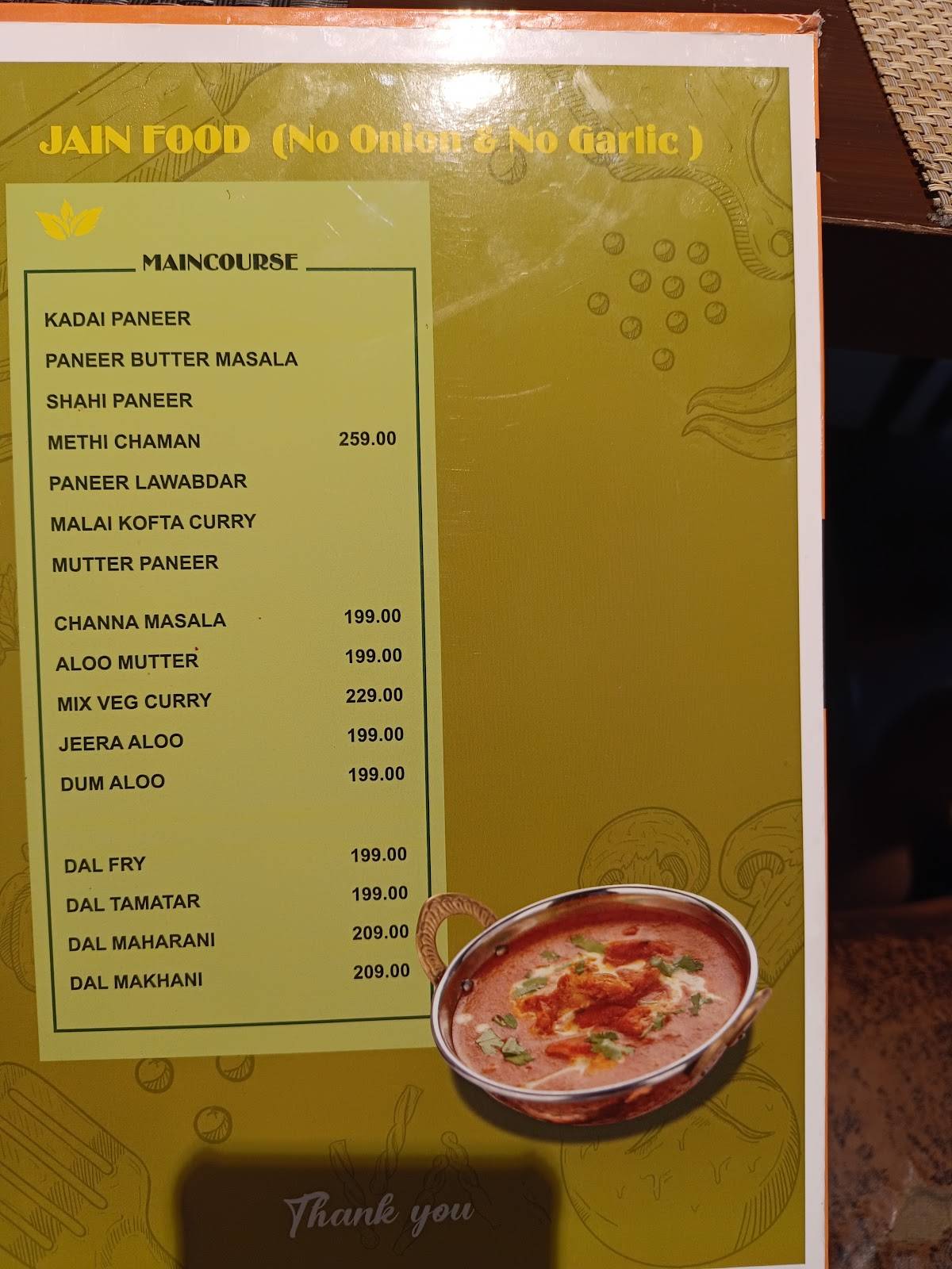 Tulasi Veg Restaurant menu