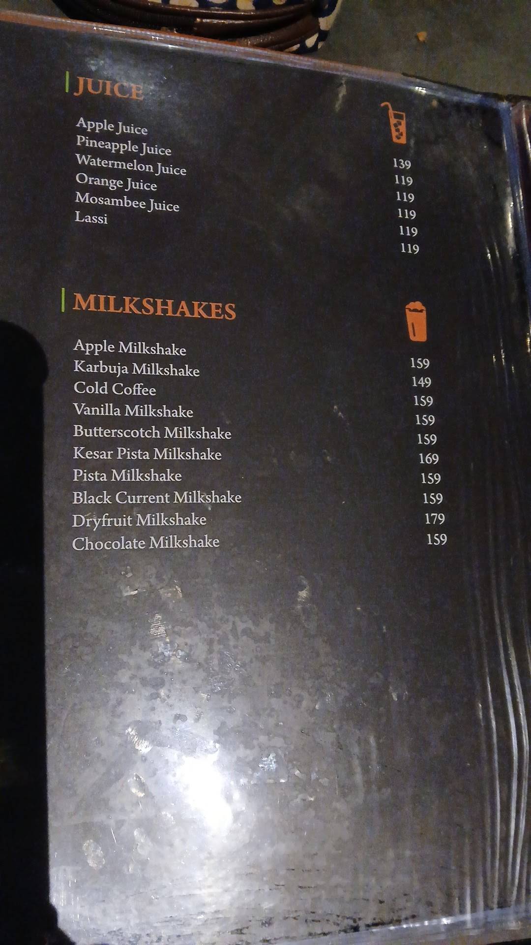 Saffron menu